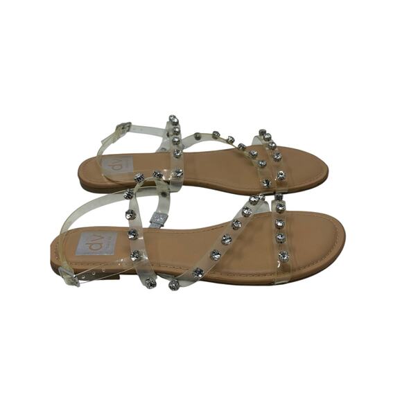 Dolce Vita Gilden Clear Rhinestone Silver Tone Flat Sandals Size 8 - Picture 7 of 11